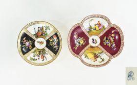 19th Century Decorative Helena Wolfsohn Saucer, Decorated with Country Flowers and Courting Couples,