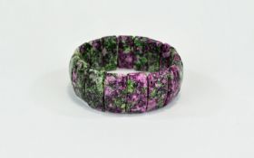 Ruby Zoisite Bracelet, an unusual natural gemstone with mottled leafy greens,