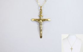 A 9ct Gold Cross and Chain. Fully Hallmarked. Chain 20 Inches In Length & Cross 1.5 Inches High.