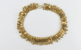 A 1920's Ladies Elaborate Gilt Metal Tassel Necklace / Collar.
