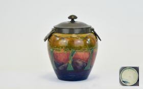 William Moorcroft Tudric Pewter Lidded Ginger Jar Eventide Design circa 1925 no 01327. Height 7