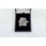 Art Deco 18ct White Gold and Platinum Set Diamond Pendant / Brooch. Est Diamond weight 2.75 - 2.