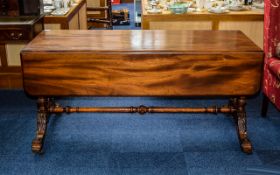 19th Century Dining Table Large drop leaf dining table with ornate carved stretcher and legs in