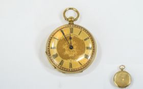Andre Mathey 18ct Gold Cased Open Faced Ladies Open Faced Pocket Watch,