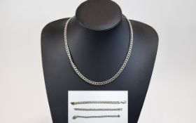 Three Various Silver Curb Chain Bracelets and a Similar Neck Chain, comprising a gent's bracelet, 8.