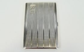 George V Engine Turned - Gents Silver Cigarette Case. Hallmark Birmingham 1934. 5 x 3.5 Inches. 185.