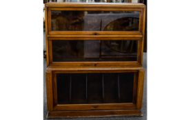 Globe Wernicke in the style of Three Tier Solicitors oak Case Bookcase with glass sliding panels ,