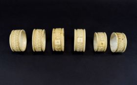 Japanese 19th Century Set of Four Carved Ivory Napkin Holders - No 3 to 6 + a Pair of Smaller