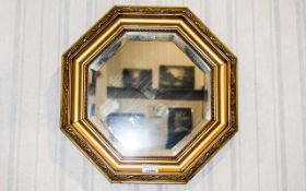 Regency Style Giltwood Octagonal Shaped Bevelled Wall Mirror with Ball Decoration to Frame.