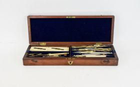 Antique Draughtsman's Tool Set Boxed draughtsman's/architects drawing kit housed in dark wood