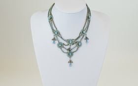 Roaring 1920's Style Period Paste Set Metal Necklace of Elegant and Impressive Form - Please See