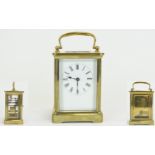 French Late 19th Century Richard & Co - Paris 8 Day Brass Cased Carriage Clock with Glass Panels,