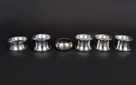 Collection Of 6 Silver Napkin Rings,