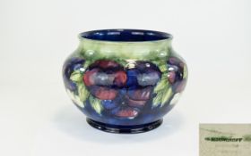 William Moorcroft Signed Large Jardiniere ' Pansy ' Design on Blue - Green Ground. c.