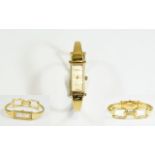 Gucci 1500 Ladies 18ct Gold Plated Wrist Watch with Mother of Pearl Dial.