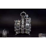 A Large and Impressive Early Victorian Silver 8 Piece Cut Glass Bottle,