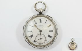H Samuel Silver Cased Ope Faced Pocket Watch, hallmark Biirmingham 1888.