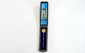 Victorian 9ct Gold Tie Pins ( 2 ) In Total, with Original Period Box. Each 2.25 Inches In Length.
