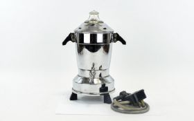 Chromed Electric Tea/Coffee Urn Elegant shape, impressed to base 'A.D Davidson Birmingham' to