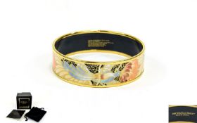 Michaela Frey Enamelled Bangle 'Ava' parrot bangle in intricate nude, peach, coral and pale blue