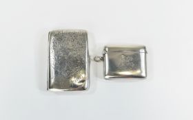 Silver Hinged Vesta Case with Attached Ring. Hallmark Birmingham 1921, 46 grams.