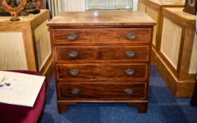 Early 19thC Walnut Chest Of 4 Drawers, Small Proportions, Straight Form Raised On Bracket Feet,