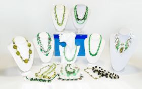 A Ladies Good Collection of Assorted Antique and Vintage Period Stone Set Necklaces ( 17 ) In Total.