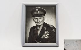 Military Interest Field Marshal Bernard Law Montgomery Signed Photo, In Blue Ink.