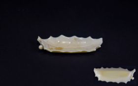 Japanese 19th Century Carved Ivory Pin Dish In The Form of a Holly Leaf.