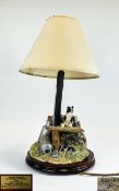 Border Fine Arts Figural Table Lamp - Titled ' In The Shade ' Border Collie Pups, Model No B0218,