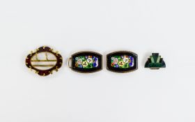 Art Deco Enamel Clasp and Enamel Buckle,