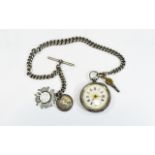 Ladies Antique Silver and Ornate Open Faced Fob Watch,