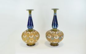 Royal Doulton Impressive Pair of Large Chine Ware Globular Shaped Vases. c.1900.