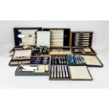 Mixed Boxes Of Flatware Comprising Teaspoons, Cake Forks, Knives, Fish Knives & Forks,