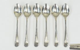 Victorian Set of Six Silver Teaspoons. Hallmark Sheffield 1893. Makers Mark. I.S.G. 64.7 grams.