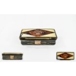 George III - Rectangular Shaped Horn and Ivory Inlaid Lidded Snuff Box with Inlaid Tortoiseshell