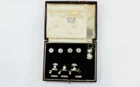 A Set of Gents Silver and Mother of Pearl Studs ( 12 ) Studs In Total.