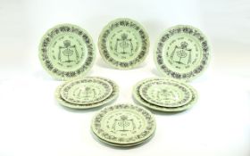 Grindley Royal Cauldon - 1920's Collection of Judaica Passover Plates ( 9 ) Plates In Total. Reg