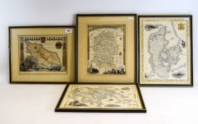 Collection Of Framed Antique Map Prints Four in total housed in black and gilt frames to include,
