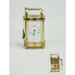 English Superb Quality Heavy Vintage Brass Cased Key wind Mechanical 8 Day Carriage Clock. From H.