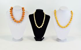 Vintage Nice Quality Amber Colour Beaded Necklaces (2) In total,