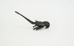 Japanese 19th Century Bronze Lobster Figure. Realistically Modelled. 4.25 Inches High & 7.