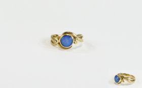 9ct Gold Blue Stone Set Dress Ring. Fully hallmarked, excellent quality.