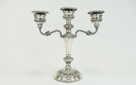 Elizabeth II Silver 3 Branch Candelabra / Centre Piece.