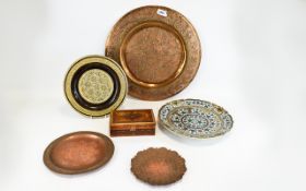 Collection Of Metal Plates And Decorative Boxes.