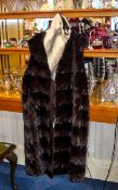 Mink Gilet Longline ladies edge to edge waistcoat in plush chocolate brown mink.