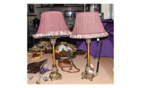 Table Lamps A pair of contemporary ornate base lamps.