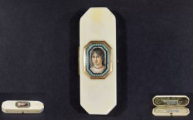 Regency - Fine Quality Rectangular Shaped Ivory Hinged Toothpick Box. c.