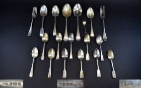 A Collection of Assorted Victorian and Edwardian Solid Silver Flatware, Comprises Spoons, Forks etc.