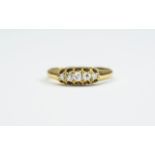Victorian 18ct Gold Set Five Stone Diamond Ring, The Old Cut Diamonds of Good Colour and Clarity.